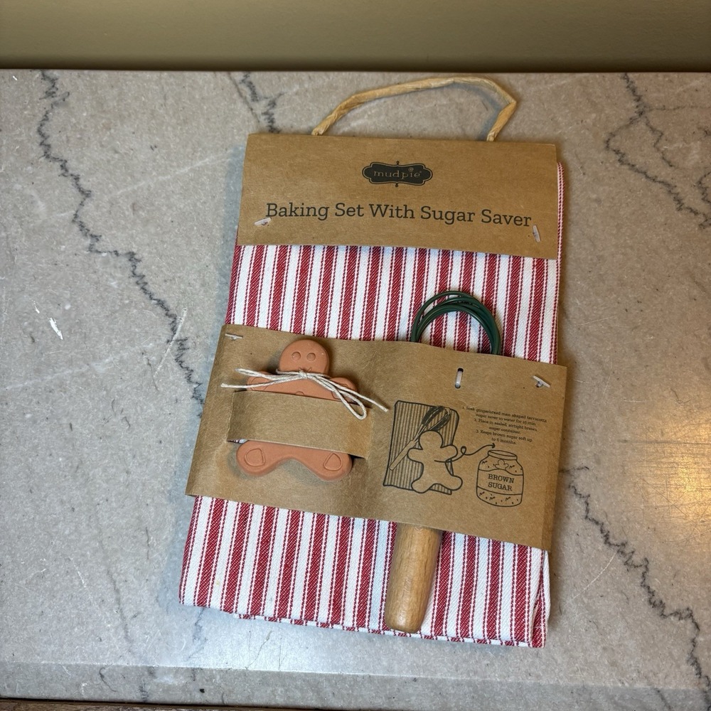 Mud Pie Home Gingerbread‎ Cookie Baking Towel Sugar Saver and Whisk Baking Set